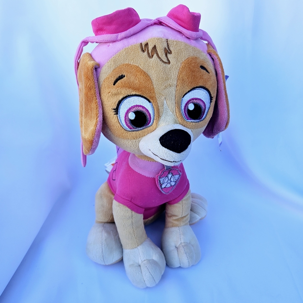 Nickelodeon Light Tan Plush Toy Dog with Blue Eyes and Pink Accessories